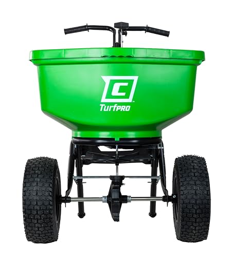 CHAPIN 89303C TurfPro 100 lb Lawn Spreader, Push, Seed and Fertilizer