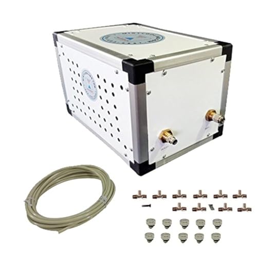 Patio Misting Kit - 250 PSI Patio misting System - Made in USA Pump - Up to 40 Nozzles Misting System - For Residential Misting System - Stainless Steel Misting Nozzles (10 Nozzle System)
