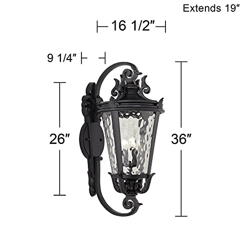 John Timberland Marseille Vintage Large Outdoor Wall Light Fixture Black