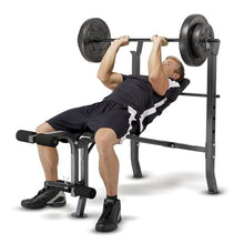 MARCY Diamond Elite MD Standard Bench with 100 lb. Weight Set Black