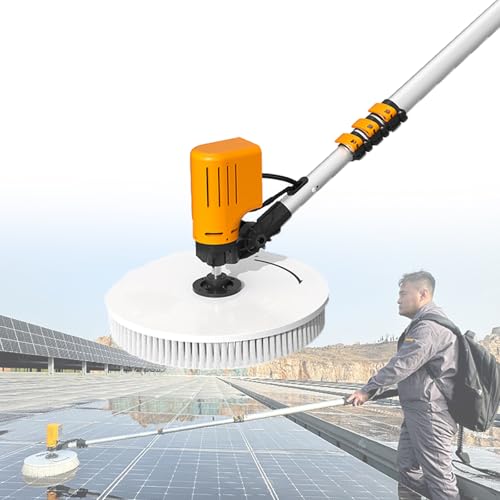 iumLeap Single Head Solar Panel Cleaning Brush, Electric Rotating Cleaning Brush, 11Ft/18Ft/24Ft Aluminum Alloy Extension Rod,for Billboards,Exterior Walls(Powered-3.5m)