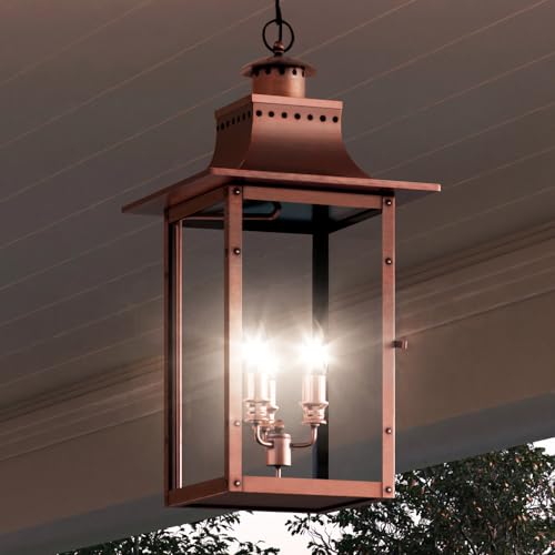 Urban Ambiance Luxury Antique Outdoor Pendant Light Large Rustic Copper 26" H x 12" W