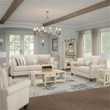 Bush Furniture Chaise Lounge Chair with Arms, Coventry Collection, Cream Herringbone