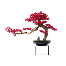 Artificial Bonsai Artificial Bonsai Tree Red Simulation Welcome Pine Micro Bonsai Decoration Modern Office Living Room Corridor Decoration 22.4 Inches for Home Office