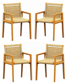 TeakFurnitureOutlet Qty 4 - Grade-A Teak Wood Luxurious Solo/Single SEMA Arm Chairs #96SeAA