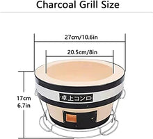 Dntum Round Table Top Charcoal Grill, Japanese Ceramic Clay BBQ Hibachi Grill Portable Stove Indoor Outdoor Charcoal Cooker with Food Tongs