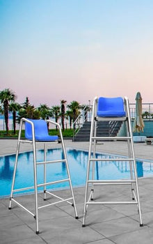 UMJIGF 120cm/150cm/180cm Tall Lifeguard Chair for Pool, Lake and Beach, Portable Outdoor Stainless Steel Barstool Pool Life Guard Chairs with Comfortable Seat for Deck Patio,Silver-H 150cm/59inch