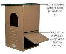 JCs Wildlife Recycled Poly Lumber Barred Owl Nesting Box Owl House - Mounting Hardware and Pine Shavings Included - Dedicated Clean Out Door - Made in the USA