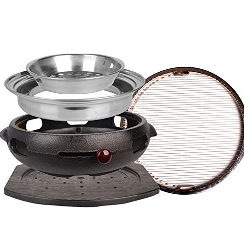 Smokeless Charcoal Barbecue Grill, Multi-Functional Household And Commercial Barbecue Pot, Charcoal Cast Iron Barbecue Pan, Barbecue Pan,D
