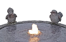 27" H Natural Finish Bird Bath Fountain Outdoor with Warm White LED