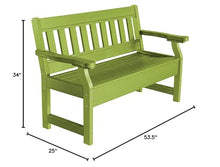 Wildridge Heritage Garden Bench Outdoor Weather Resistant Poly Lumber Lime Green