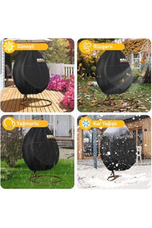 Garden Swing Cover, Rattan Hammock Chair Protector, water-resistant 420D Polyester Fabric, Fits Most Egg Chairs, Black, 74.8 x 45.3 inches - 230-200-Siyah
