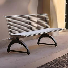HYgloF Patio Benches Park Outdoor Bench, Stainless Steel Double Chair, Garden Patio Lounge Backrest Seat Garden Bench(Large)