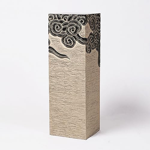 ARCVOX Decorative Columns Pedestal 19.6/27.5/35.4/43.3in, Antique Stone Finish Xiangyun Pattern, Statues for Home Decor, Statue Outdoor Sculpture for Garden (Size : Size L)