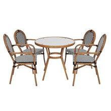 EMMA + OLIVER Colmar Indoor/Outdoor Bistro Set Black & White Rattan/Natural Frame