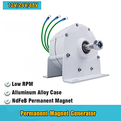 AISINILALAO 3000W 450Rpm Low RPM Alternator, 12V 24V 48V 220V Brushless DIY Permanent Magnet AC Generator Gearless for Wind Turbine/Water Turbine(with Base),12V