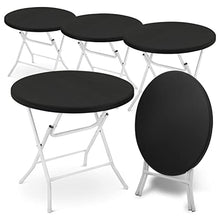 MoNiBloom 2.6Ft Round Foldable Table Set, 5-Piece Portable Plastic Commercial Card Table for Banquet Even Indoor Outdoor, Balck - No Assembly