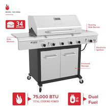 Nexgrill Deluxe 5-Burner Gas Grill, Ceramic Side Burner with Side Table