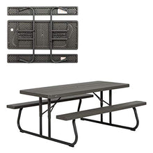 Lifetime 60112 6-Foot Picnic Table, Seats 8, Brown Plastic Top, All-Weather Steel Frame, Umbrella Hole