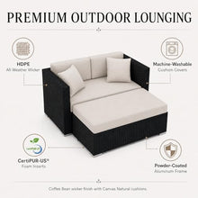 Golden Flame Outdoor Day Lounger with Matching Ottoman, All-Weather HDPE Wicker Patio Chaise Lounge with Plush Cushions, Powder-Coated Aluminum Frame, Deep Outdoor Seating - Cast Silver