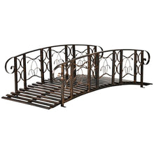 ZenithX 6' Metal Garden Arch Bridge - 660 lbs. Weight Capacity with Safety Siderails & Vine Motifs, Easy Assembly for Backyard Creek/Stream/Pond, Brown