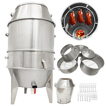 HayWHNKN Charcoal Roast Duck Oven Commercial BBQ Roaster, 3-Tier Multifunctional Stainless Steel Grill with Hooks, Tail Pins for Duck/Chicken/Turkey/Pig/Vegetables Roasting in Restaurant/Home/Outdoor