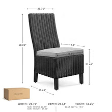 Signature Design by Ashley Beachcroft Casual Nuvella Weather Resistant Fabric Armless Outdoor Side Chair with Cushion, Set of 2, Light Gray & Black