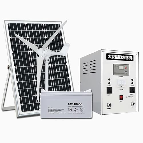 All‑in‑One 800W Solar Generator & 400W Wind Turbine Hybrid Power System – 220V Home PV Kit With 100W Panel, 165Ah Gel Battery, LED Lights & Dual‑Switch Protection