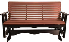 5 FT Brown Amish-Made Porch Glider – 1000 lb Heavy-Duty Poly Lumber wood Roll Back Glider – USA Crafted HDPE Outdoor Seating Furniture - Stainless Steel Hardware – Smooth, Quiet Glide, Silent Comfort