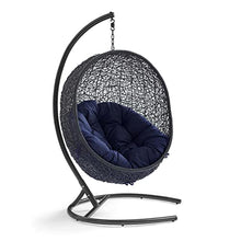 Modway Encase Sunbrella® Swing Outdoor Patio Lounge Chair in Black Navy