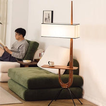 ZHONGCHENGWU Floor Lamp Modern Wood Floor Lamp with Side Table,Living Room Standing Light with Shelves