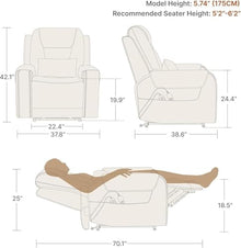 Leather Power Lift Recliner with Massage Heat, USB for Adults