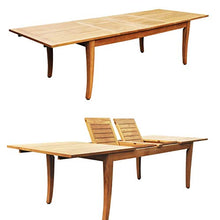 TeakStation 8 Seater Grade-A Teak Wood 9 Pc Dining Set: 122" Atnas Double Extension Rectangle Table and 8 Goa Stackng Arm Chairs #31GO2808