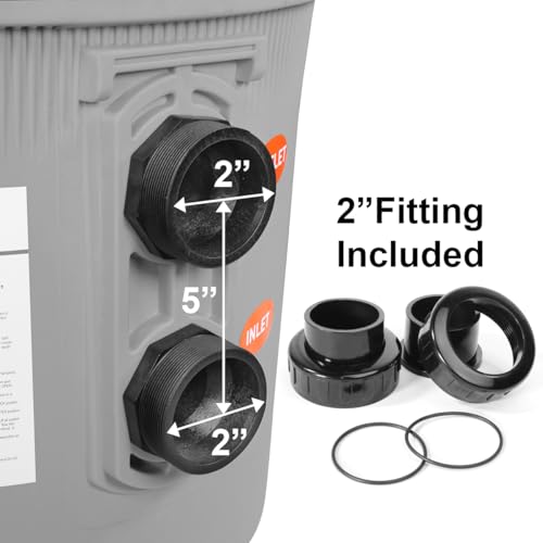 XtremepowerUS De Pool Filter In Ground Pool 120 GPM DE Filter Swimming Pool Filter 62 Sq Ft Gray