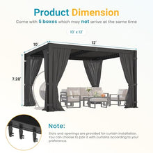 10' x 12' Pergola with Curtain & Adjustable Roof & Aluminum Frame for Patio