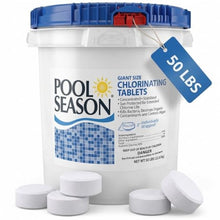Pool Season Chlorine Tablets 3 Inch for Swimming Pools, 50 lb Bucket