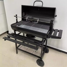 YEWASTI Large Barrel Charcoal Grill with Wheels and Side Shelves, Perfect for Backyard Cooking, Camping, Parties, and Picnics - Heavy-Duty Outdoor BBQ Grill
