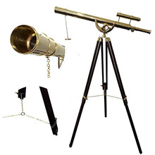 collectiblesBuy Decorative Nautical Shiny Brass Telescope with Brown Tripod