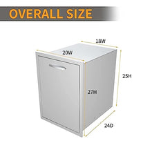 Built-in Double Trash Drawer Pull-Out Tray Outdoor Kitchen Stainless Steel Trash Drawer Storage Two Trash Bins for BBQ Island Grill Station,20" W X 27" H X 24" D