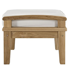 Modway EEI-1152-NAT-WHI-SET Marina Premium Grade A Teak Wood Outdoor Patio Ottoman, Natural White