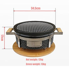 JTYMZYY Japanese Style Charcoal Grill Table, Portable Ceramic BBQ Grill with Wire Mesh Grill and Base,Tabletop Household Barbecue Tools for Outdoor Charcoal Barbecues Camping (Size : Round)