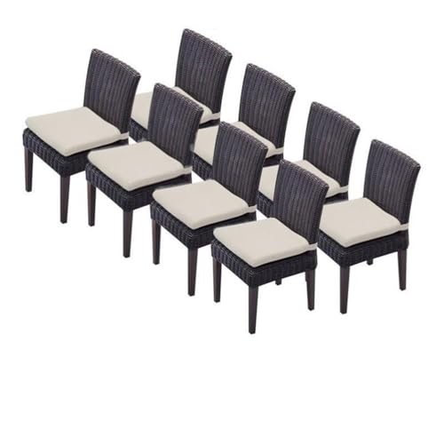 Afuera Living Wicker Patio Dining Chairs Set of 8 Beige