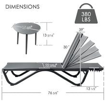 Kozyard Chaise Lounge Chair, All Aluminum Frame and Textilene Fabric, Fully Flat Adjustable Reclining Patio Lounger for Pool Sun Shelf, Tanning Ledge, Sunbathing & Backyard, Gray, 2Chairs + Table