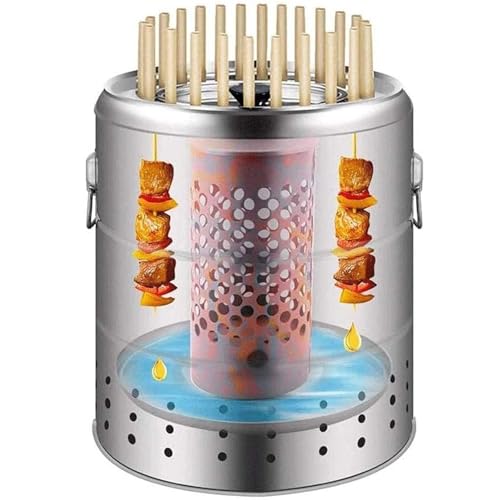 JTYMZYY Barbecue Grill Bucket Smokeless Barbecue Oven Stainless Steel BBQ Grill Healthy Hanging Stove Household Outdoor Charcoal Barbecue Grill for Tailgate Parties Parks Grilling