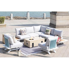 Patio White Aluminum 7-Person Outdoor Seating Group with Fire Pits