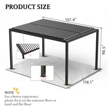Kaimei 10x13FT Aluminum Louvered Pergola Black - Adjustable Shade & Rain Resistant Patio Cover for Backyard Garden