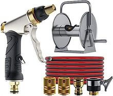 Garden hose reels Hose Reels,Washer Reel, Garden Wall/Floor Mount Hose Reel,Retractable Manual Swivel Bracket Stainless Steel with Water Pipe and Nozzle 1/2" Water Pipe Hose Reels(30m Water Pipe Reel