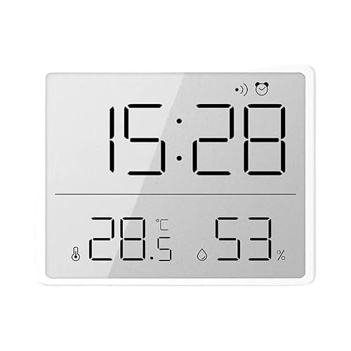 ASWRTYJO ABS Wall-Mounted Digital Clock Multifunctional Temperature Humidity Meter