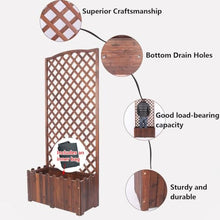 Vertical Diamond Lattice Flower Trellis with Planter Bed, Heavy Duty Hanging Basket Plant Stand, Extra Thick Solid Wood Slat Construction,Suitable for Gardens(35.4x14.6x70.9in,With Top)