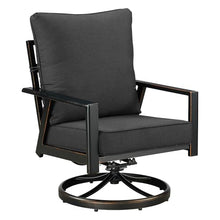 Oakland Living Pair of Black Aluminum Patio Deep Seating Swivel Rocker Club Chairs with Black Cushions